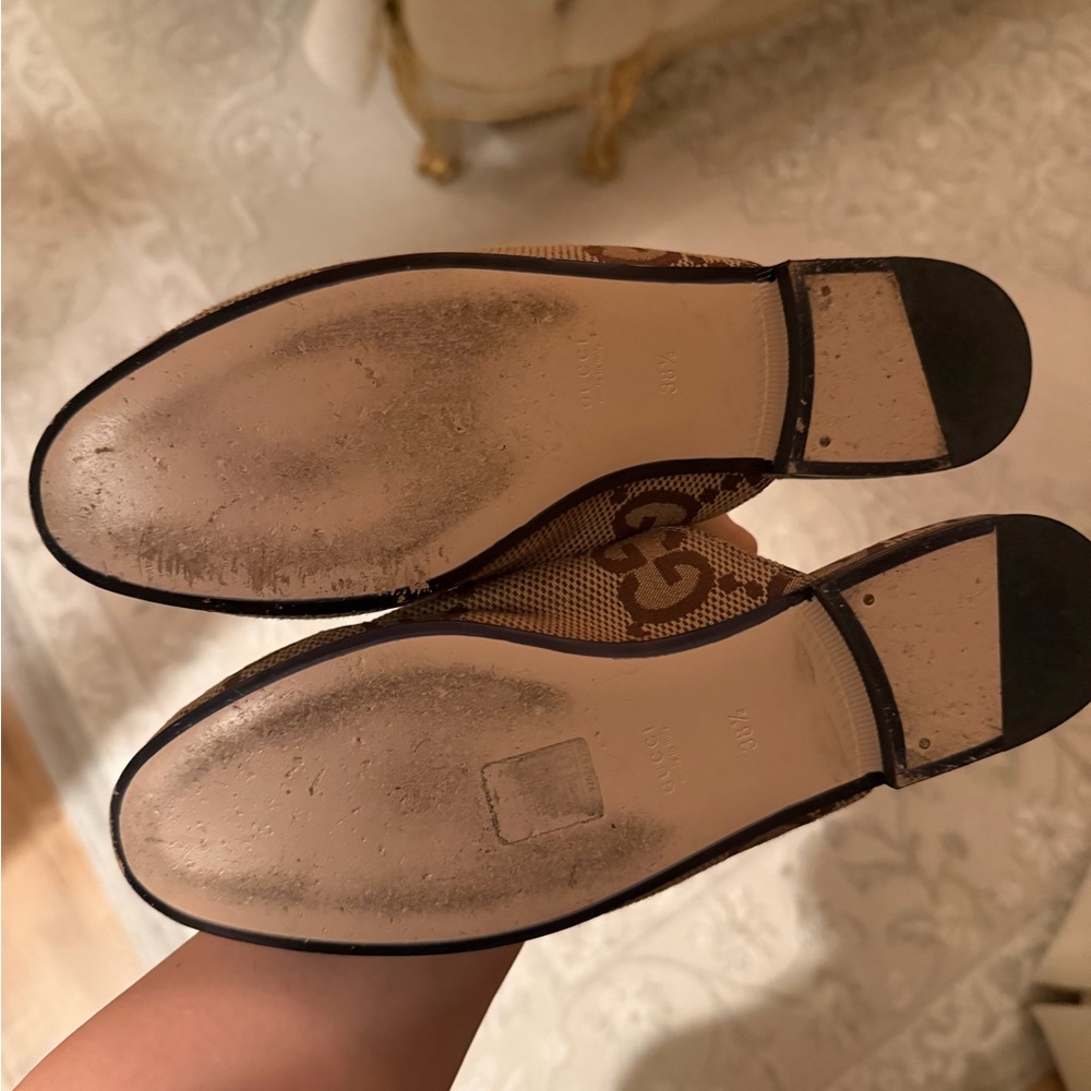 Gucci Brown & Beige GG Canvas Horsebit Slip-On Loafers - Picture 8 of 8